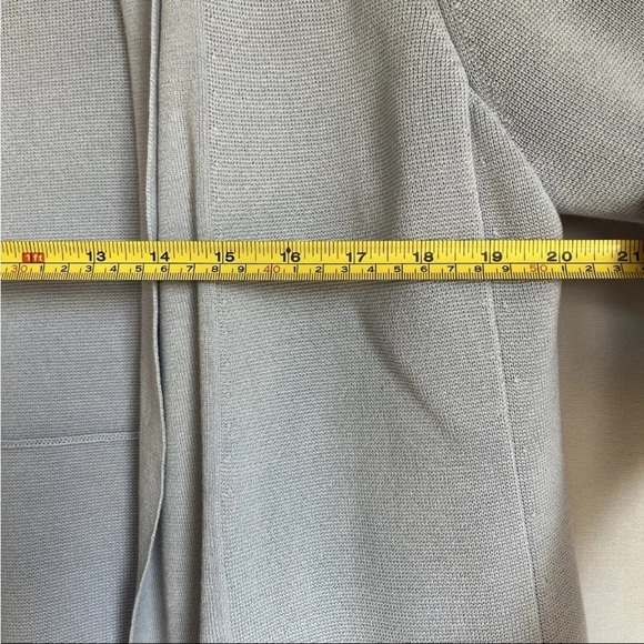 EILEEN FISHER Cardigan Sz M Silk Blue Open Front Shawl Casual Office READ - Picture 8 of 13